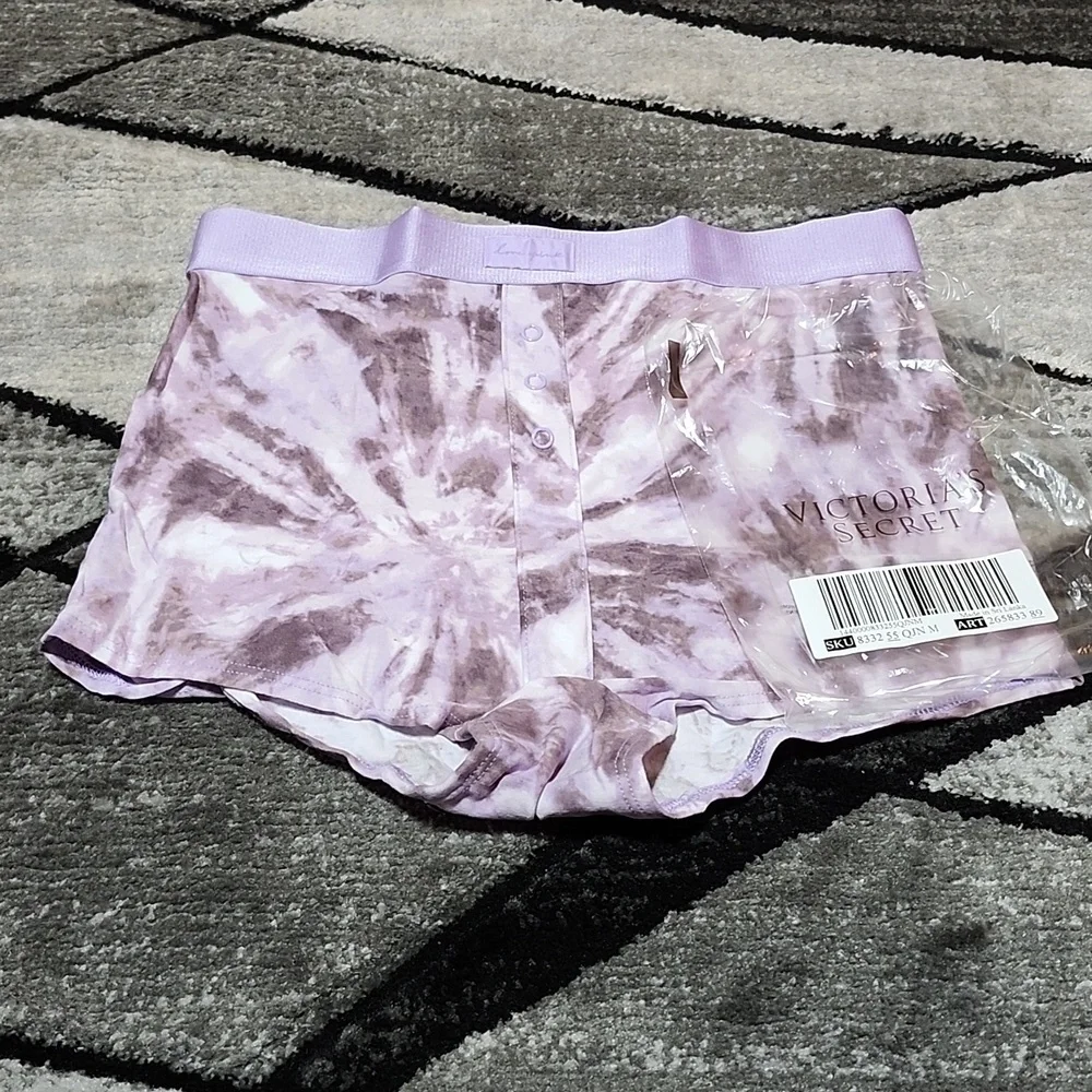 VICTORIA SECRET PINK 2022 PURPLE TIE-DYE BOXER BRIEF PANTY MEDIUM